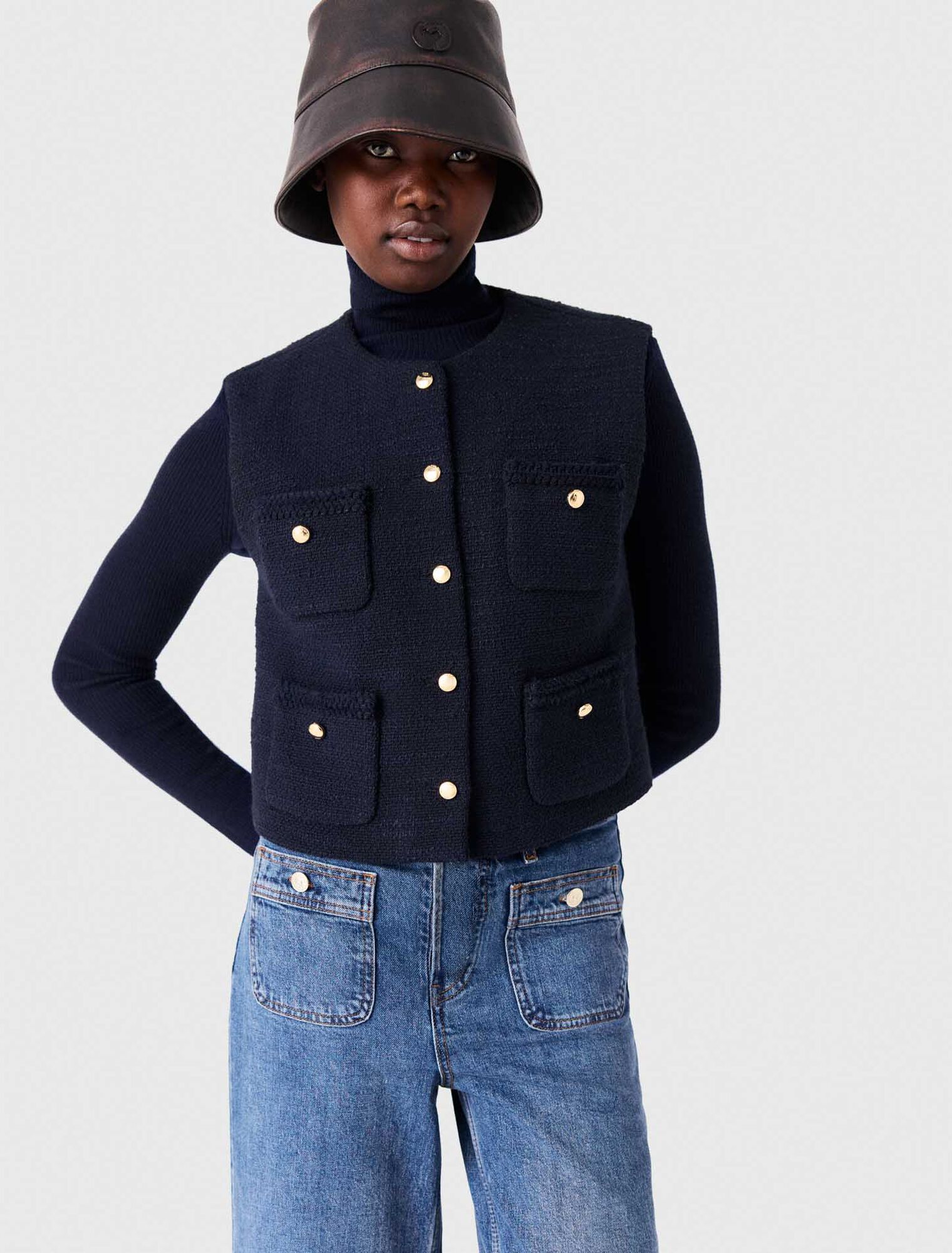 Giacca in tweed senza maniche