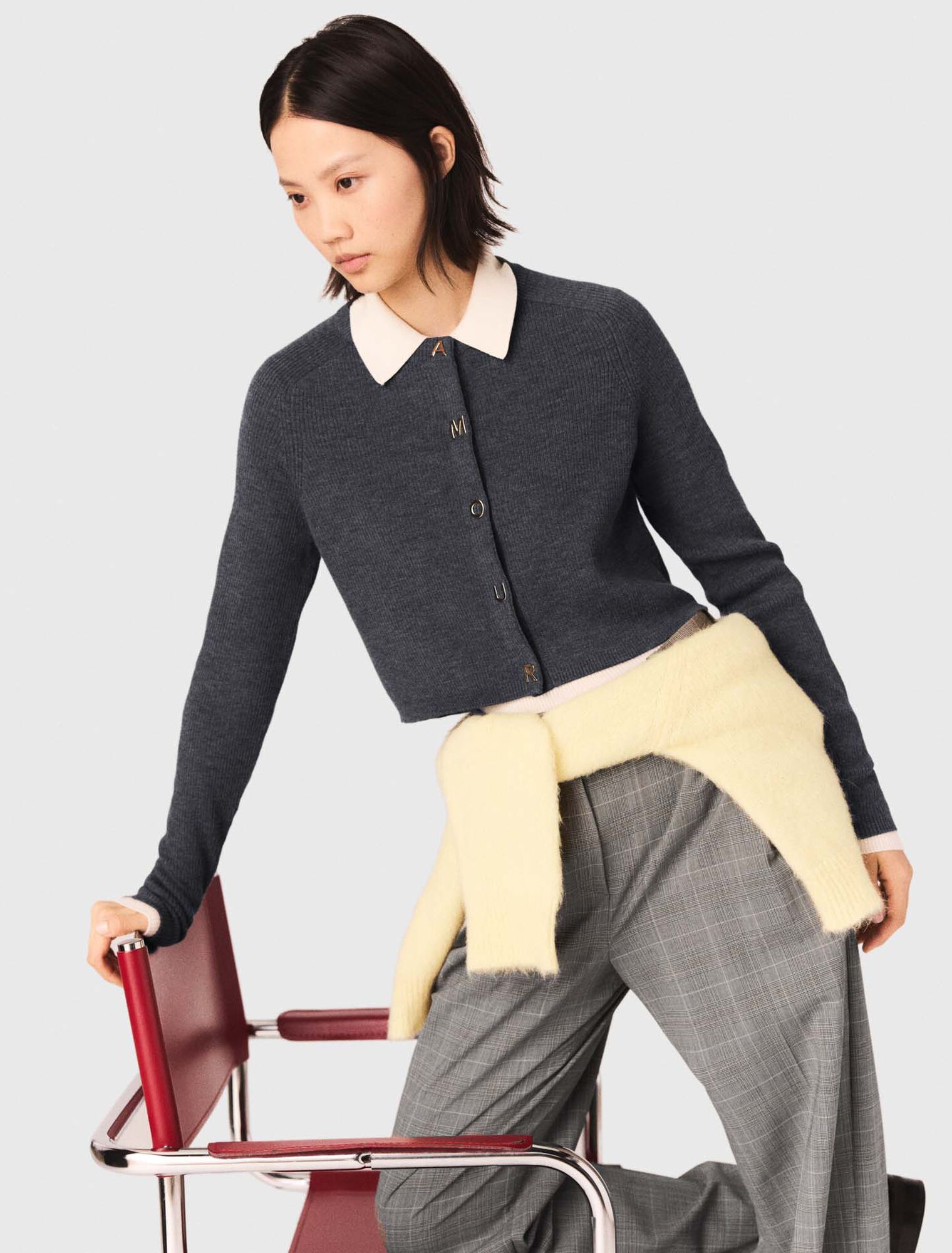 Cardigan girocollo a coste