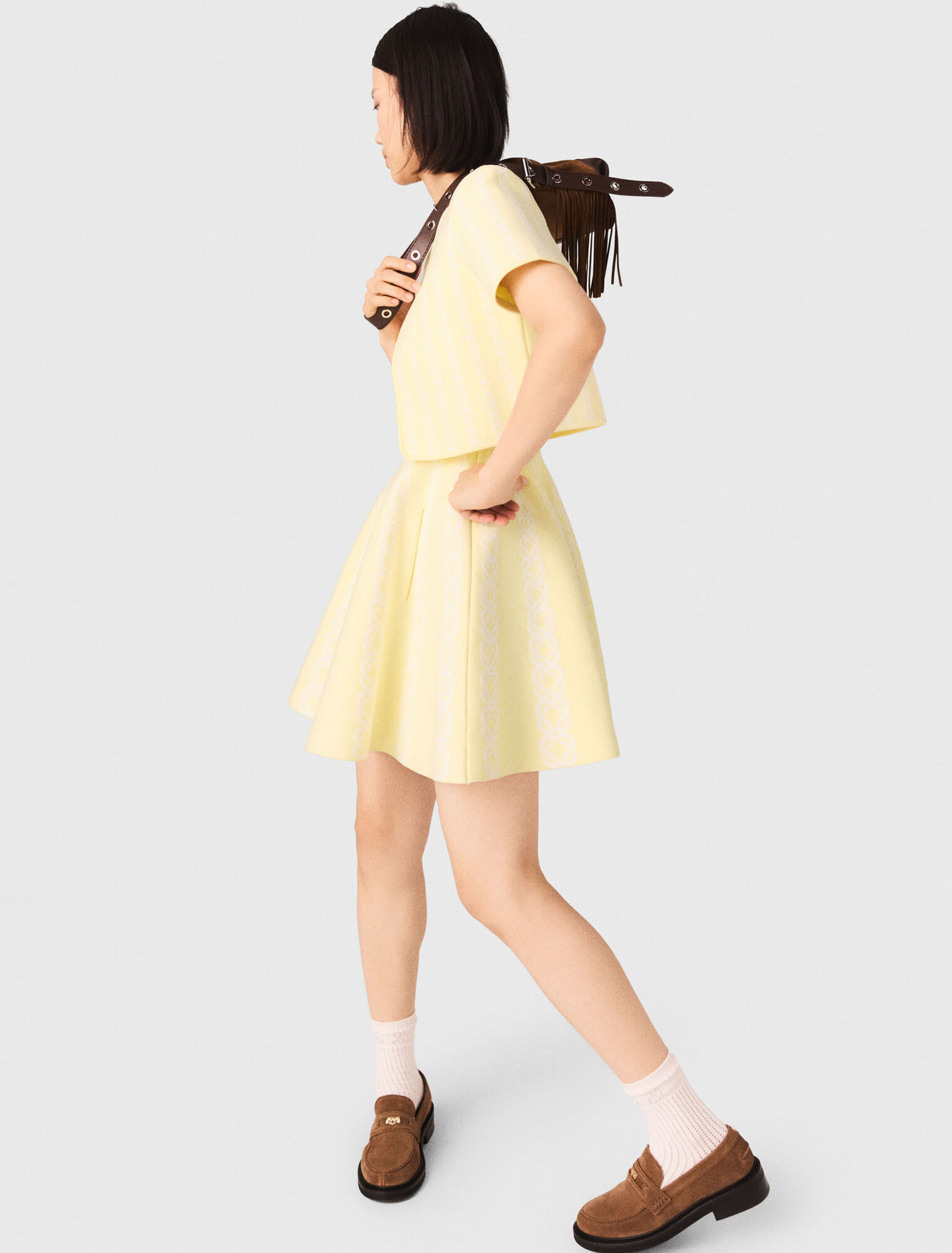 Cardigan corto in maglia jacquard