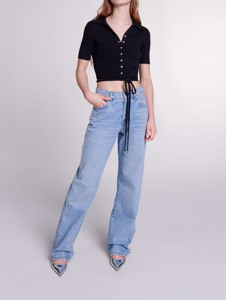 Jeans larghi borchiati