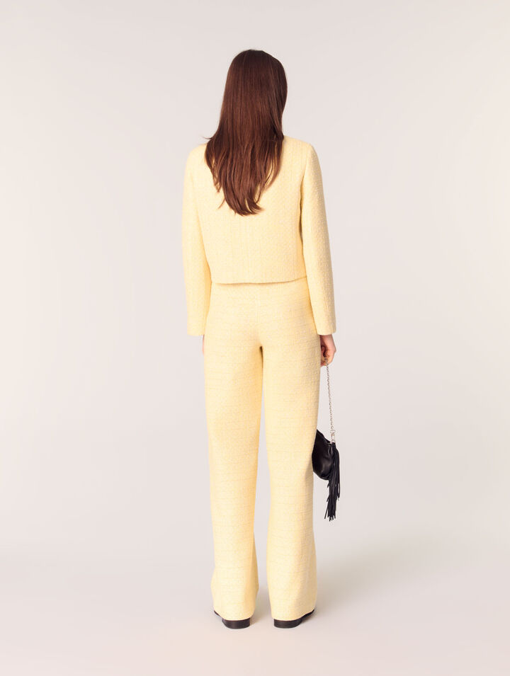 Pantaloni dritti in tweed e lurex