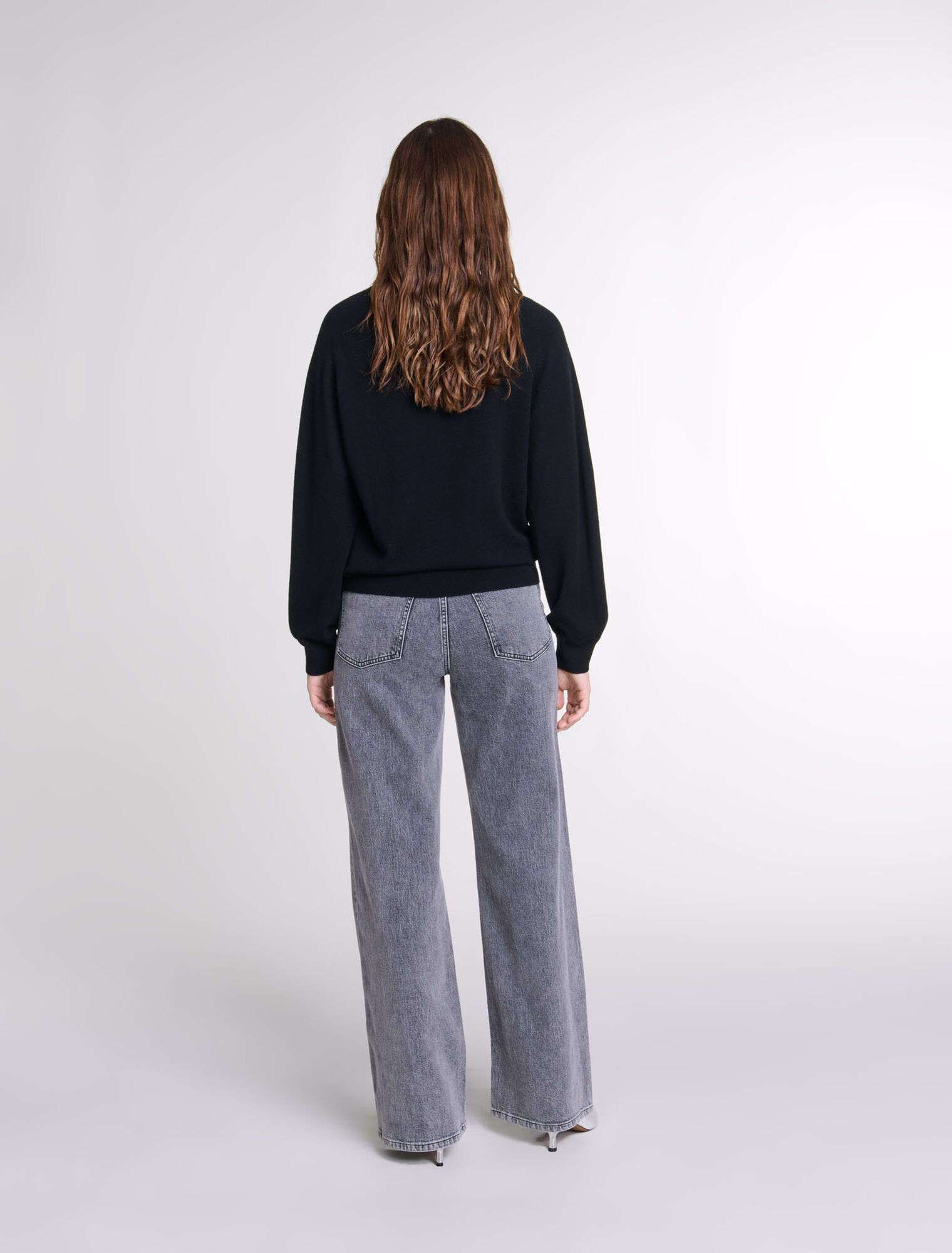 Pullover in maglia con collo strass