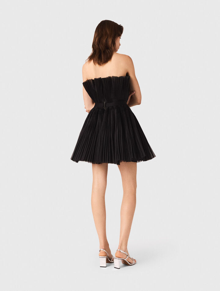 Abito bustier in tulle e organza