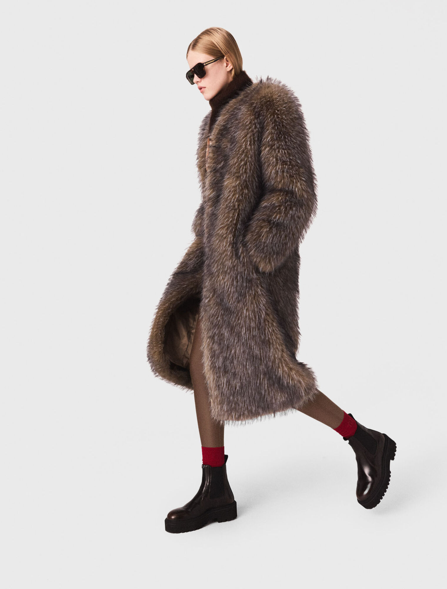 Cappotto lungo in ecopelliccia