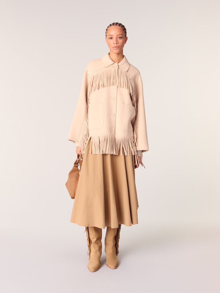 Cappotto double face con frange