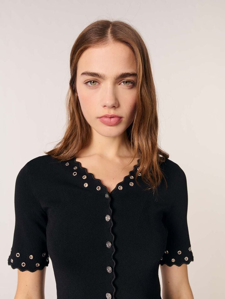 Cardigan corto con occhielli