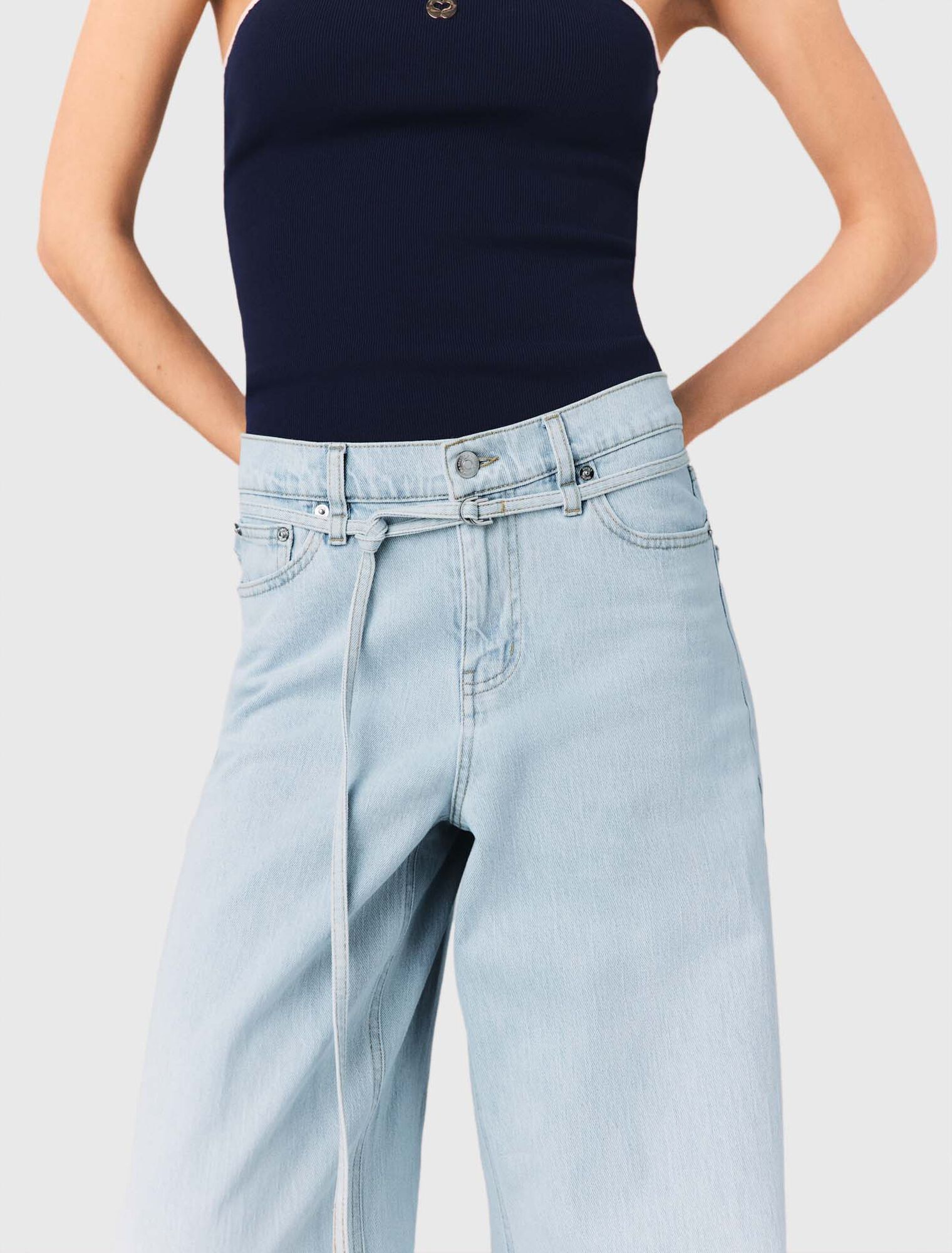 Jeans larghi con strass