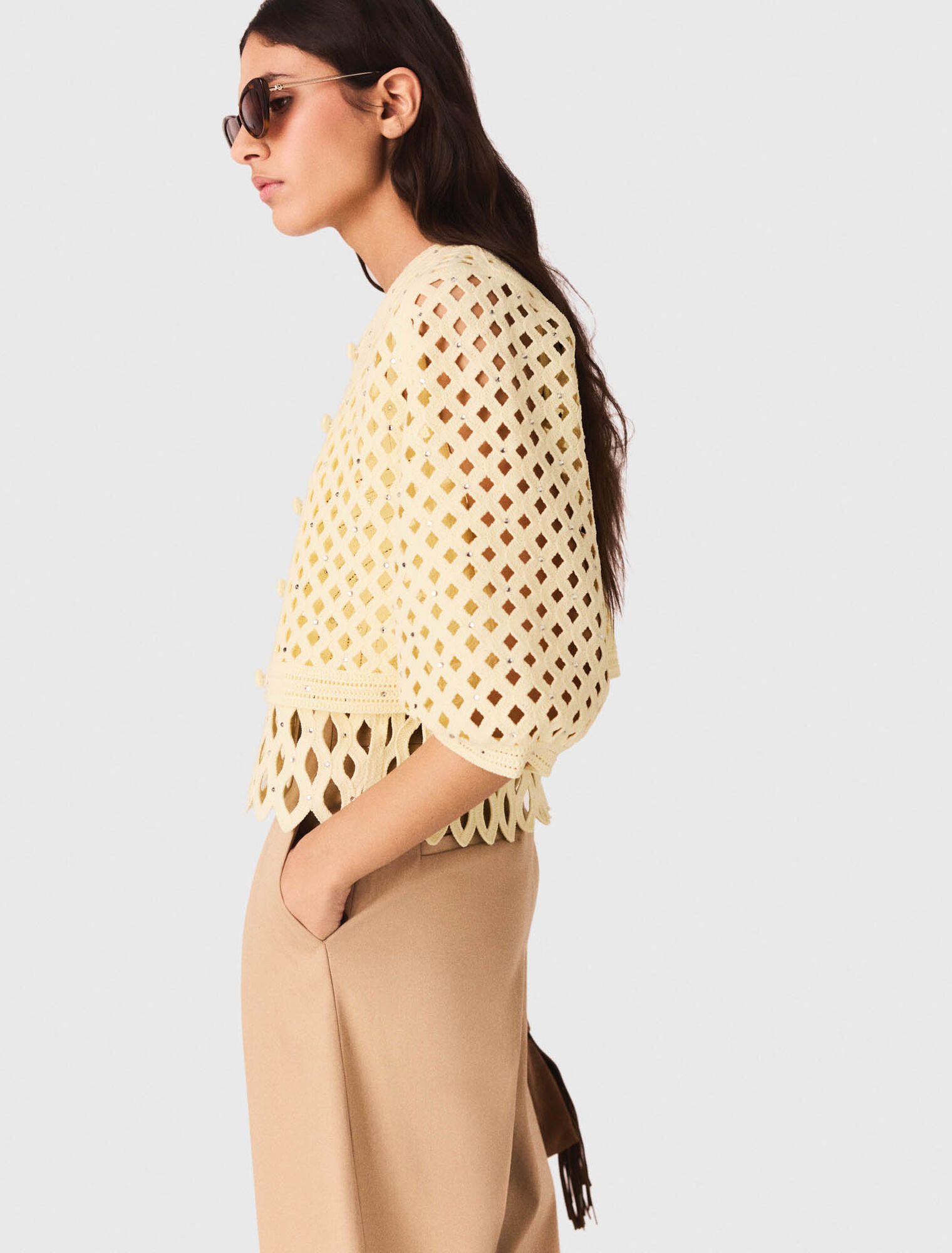 Cardigan crochet glitterato