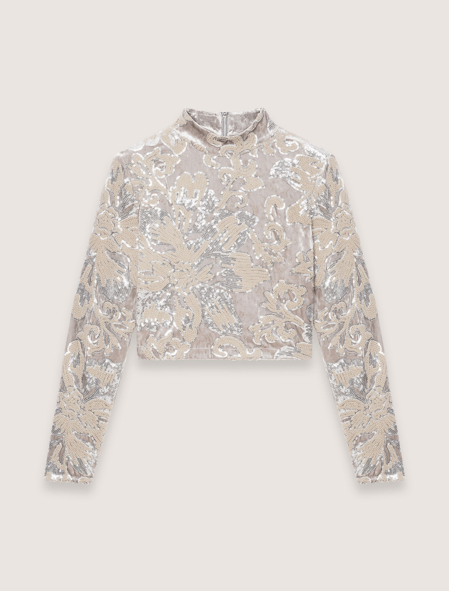 Crop top in velluto ricamato