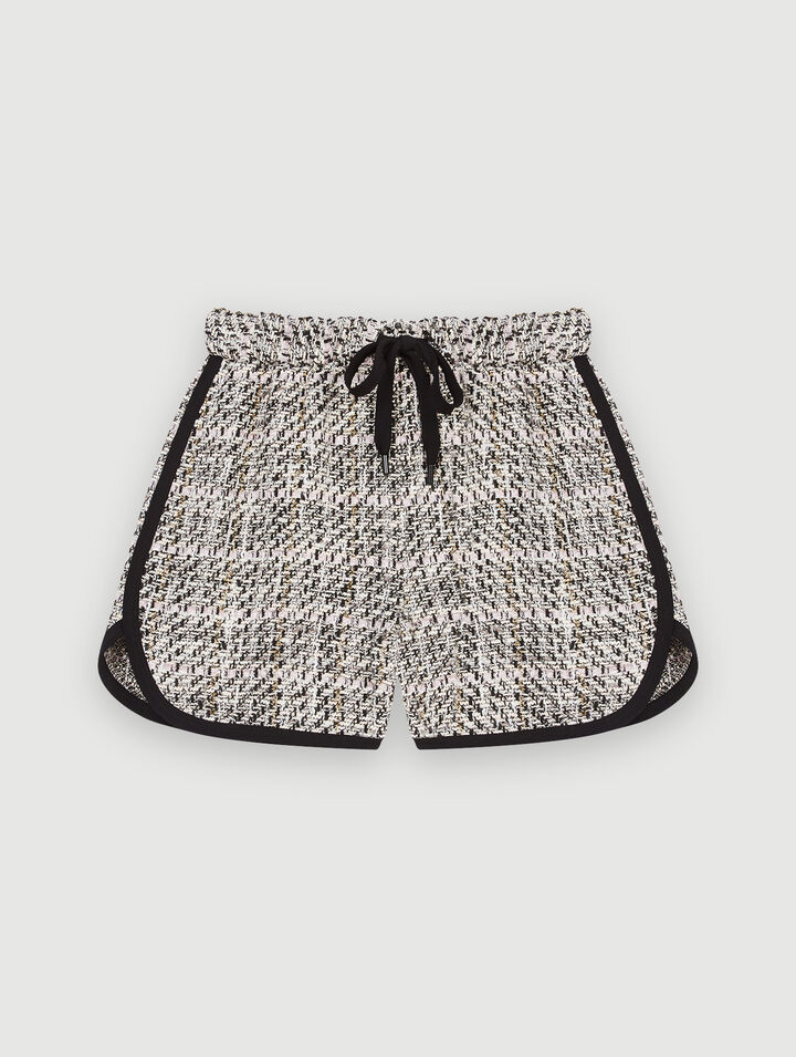 Pantaloncini in tweed a contrasto