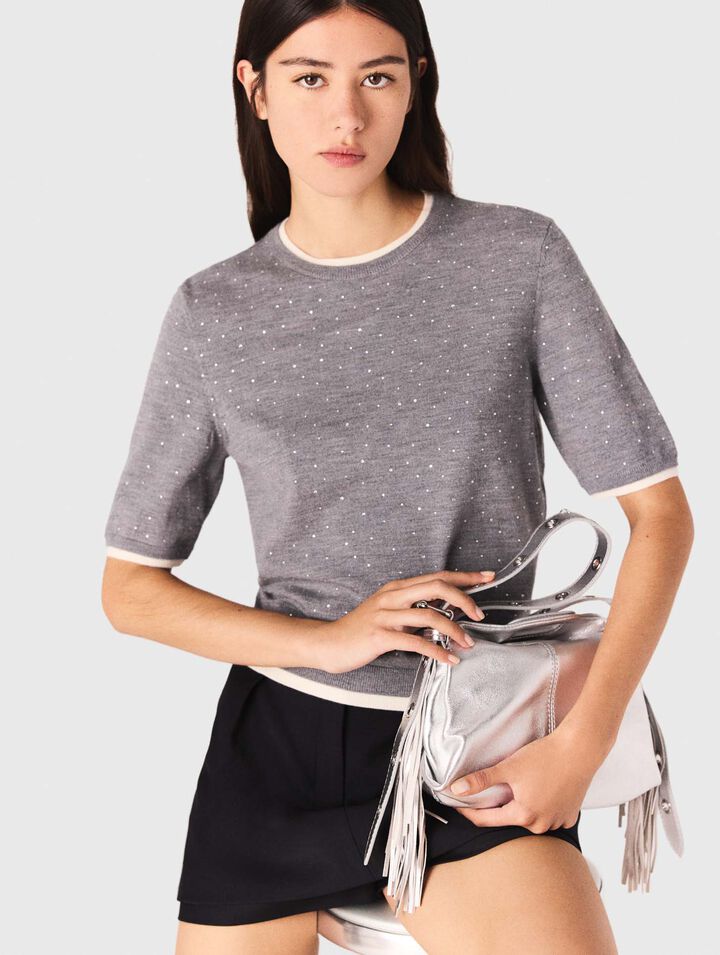 Maglione 100% lana con strass