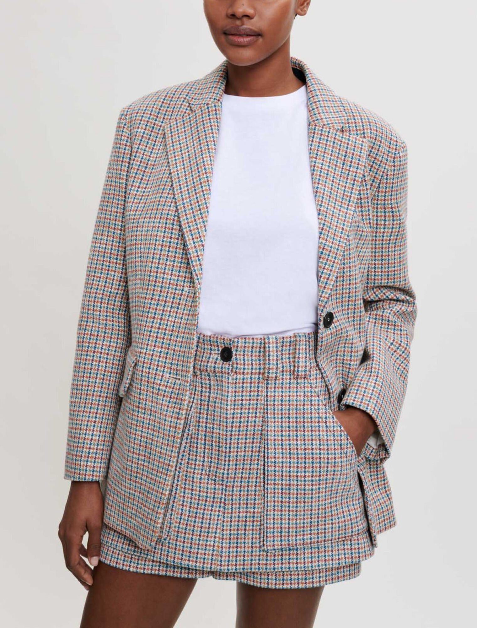 Pantalonci con motivo pied-de-poule