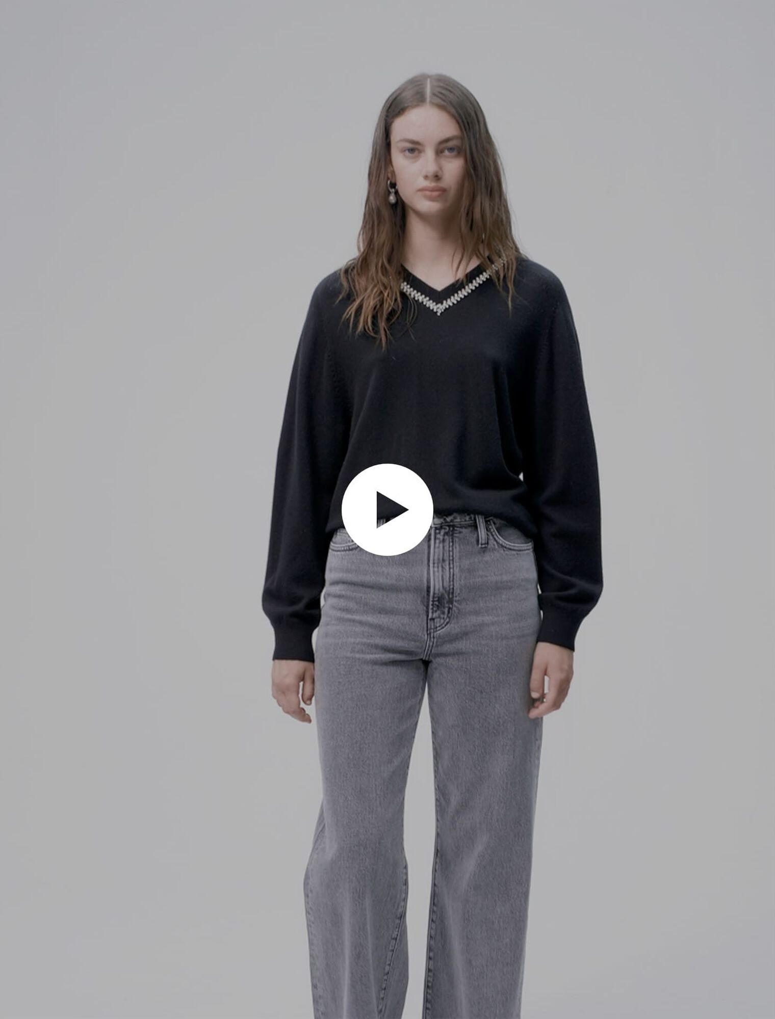 Pullover in maglia con collo strass