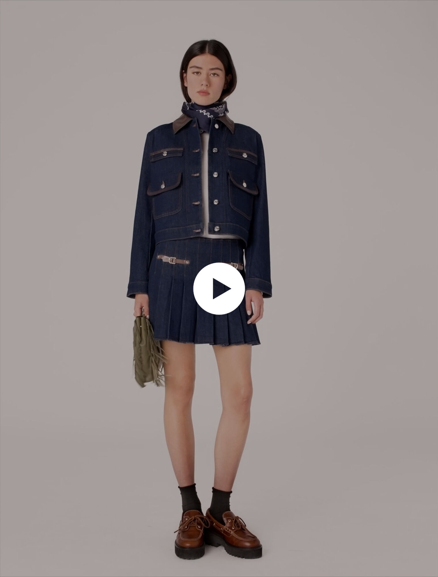 Gonna corta in denim con fodera