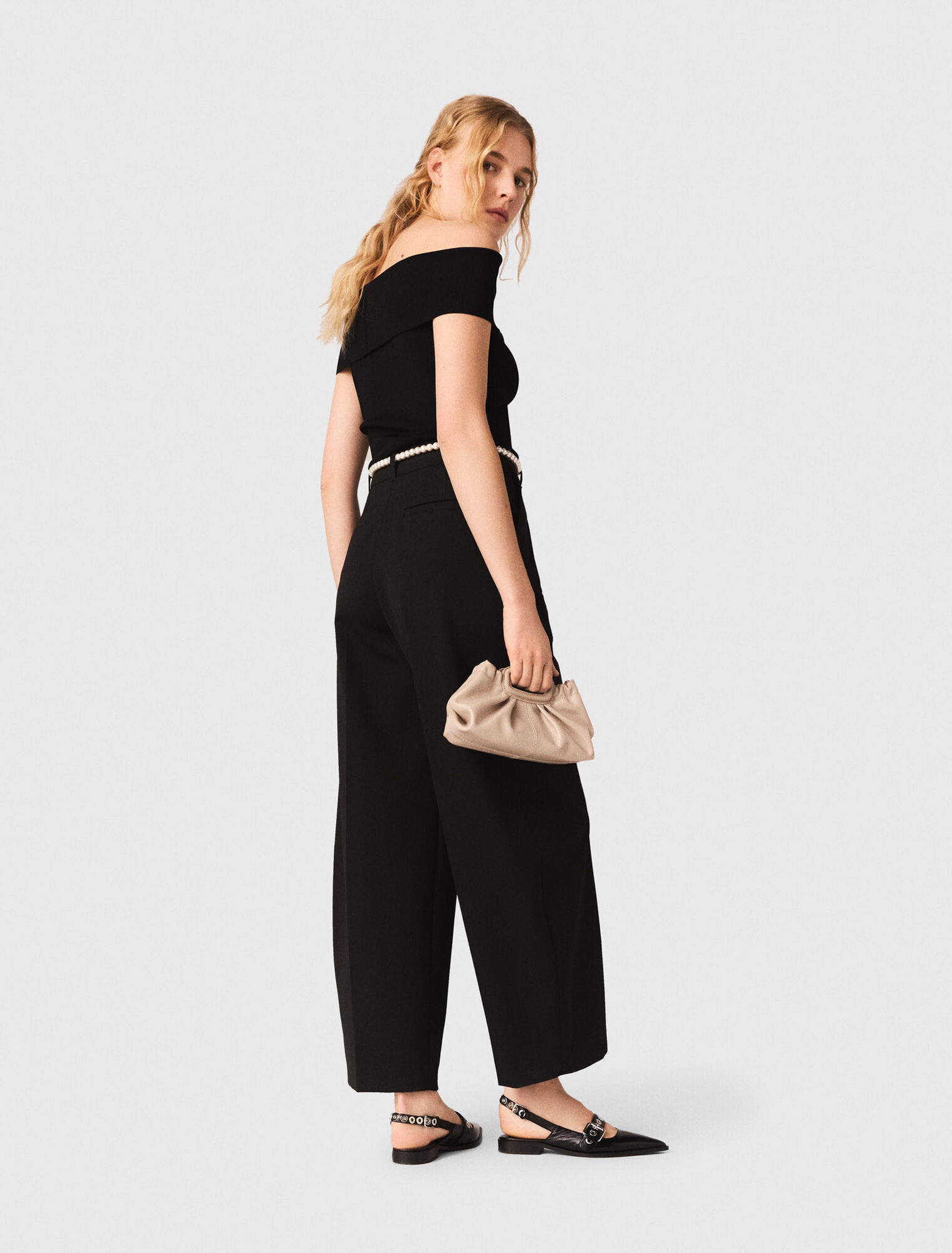 Top scollo bardot in maglia a coste