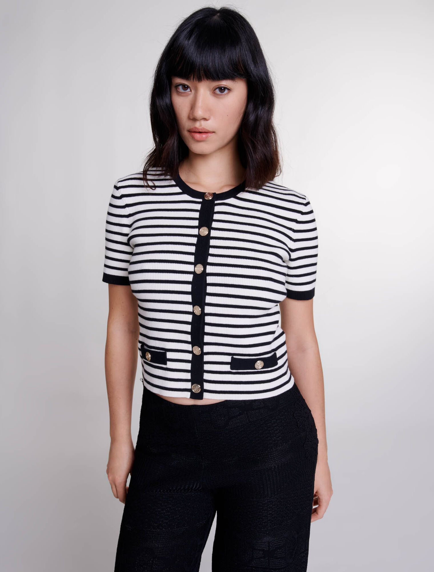 Cardigan in maglia a maniche corte