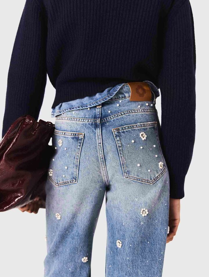 Jeans larghi ricamati