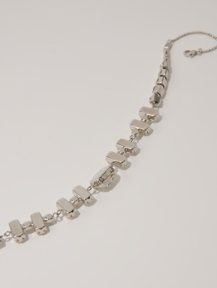 Collana girocollo argento con strass
