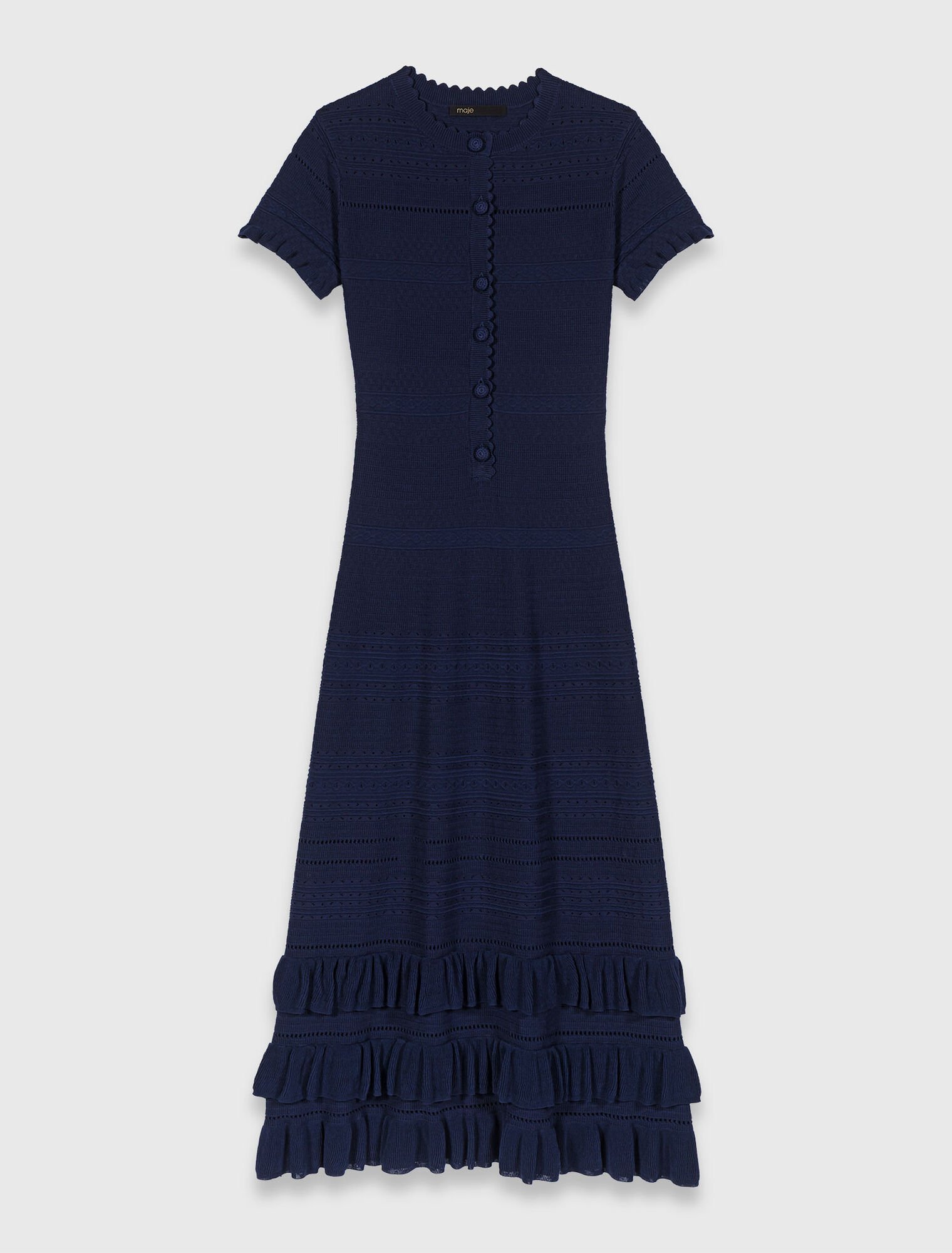 Abito lungo in maglia con volant