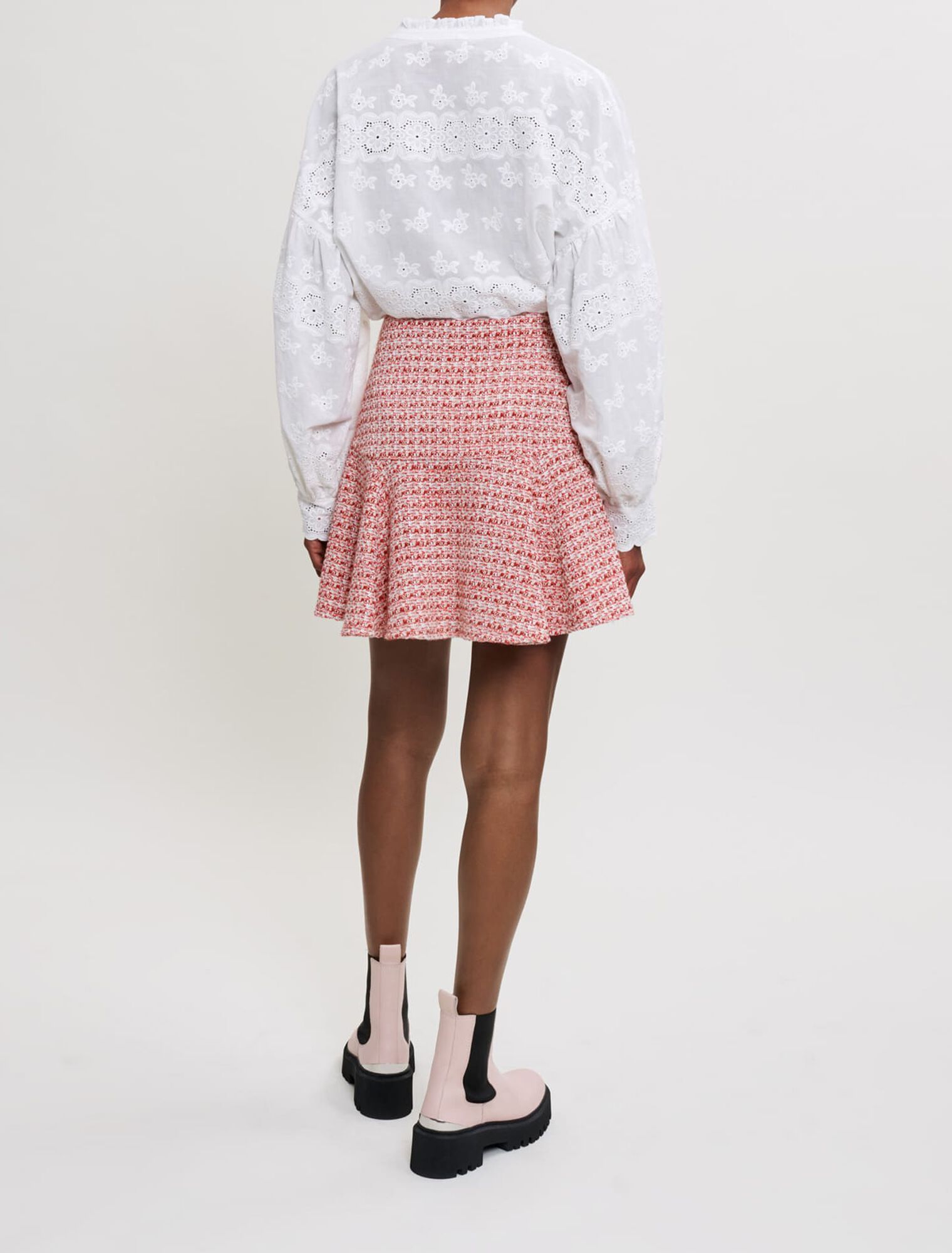 Gonna in tweed con trecce etniche
