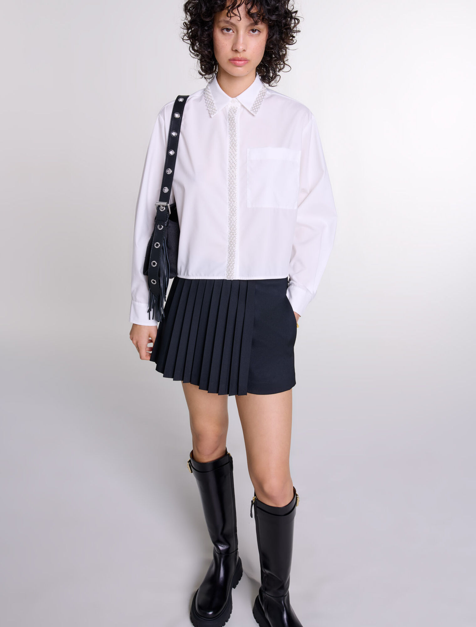 Camicia corta decorata con perline