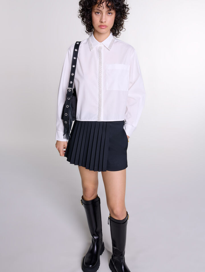 Camicia corta decorata con perline
