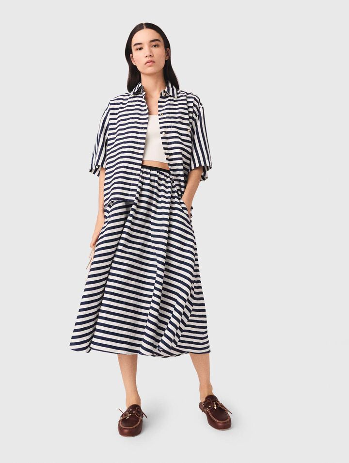 Gonna midi in misto lino