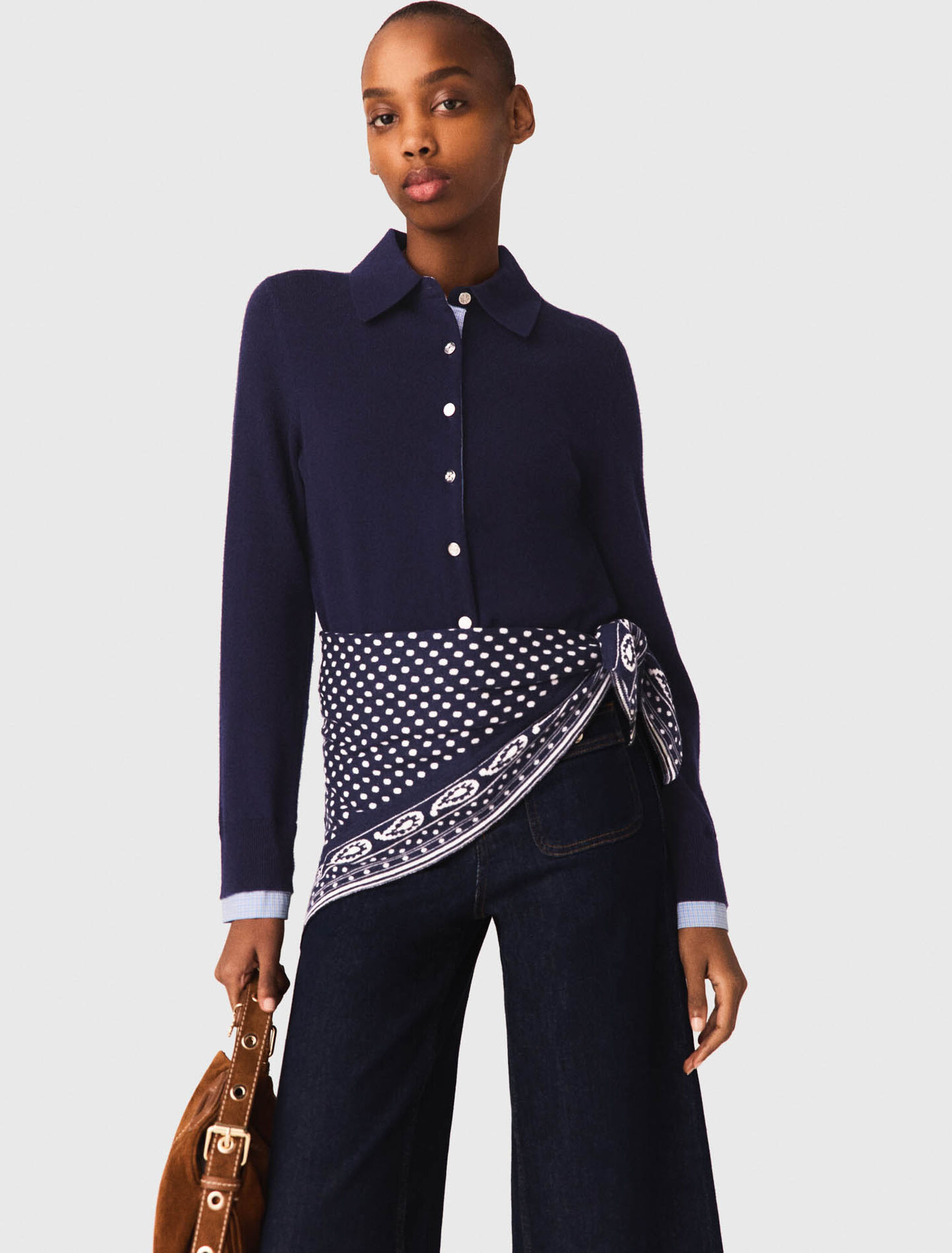 Cardigan polo dettagli amovibili