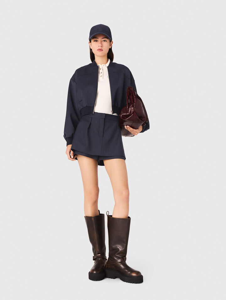 Bomber con zip in lana mista