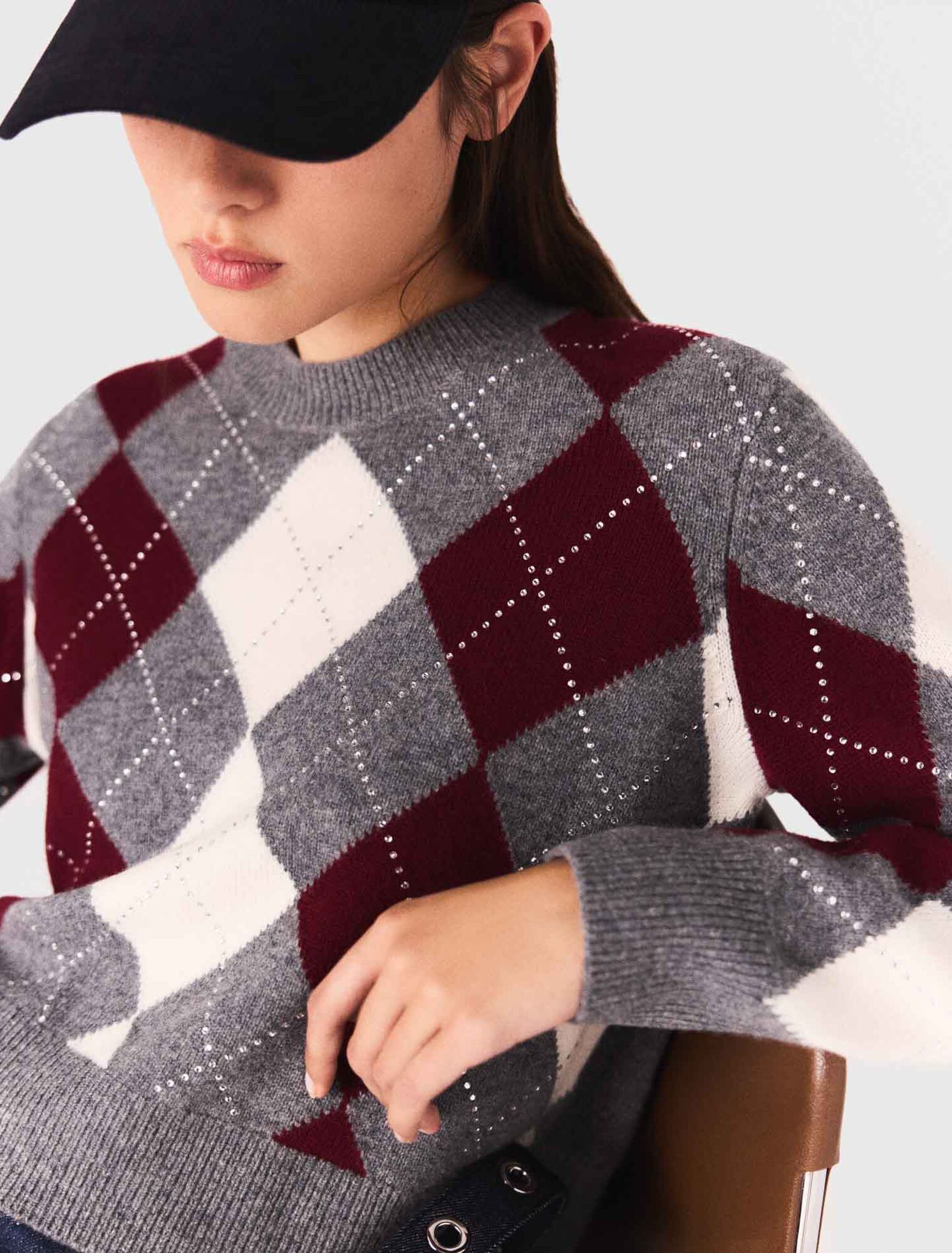 Maglione corto a fantasia argyle