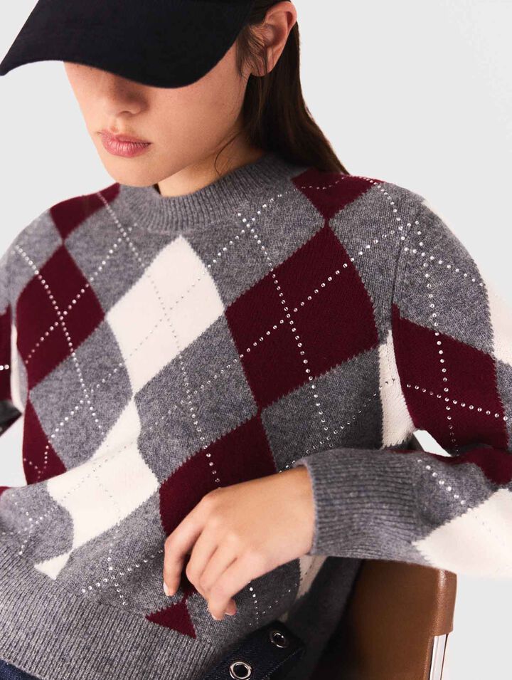 Maglione corto a fantasia argyle