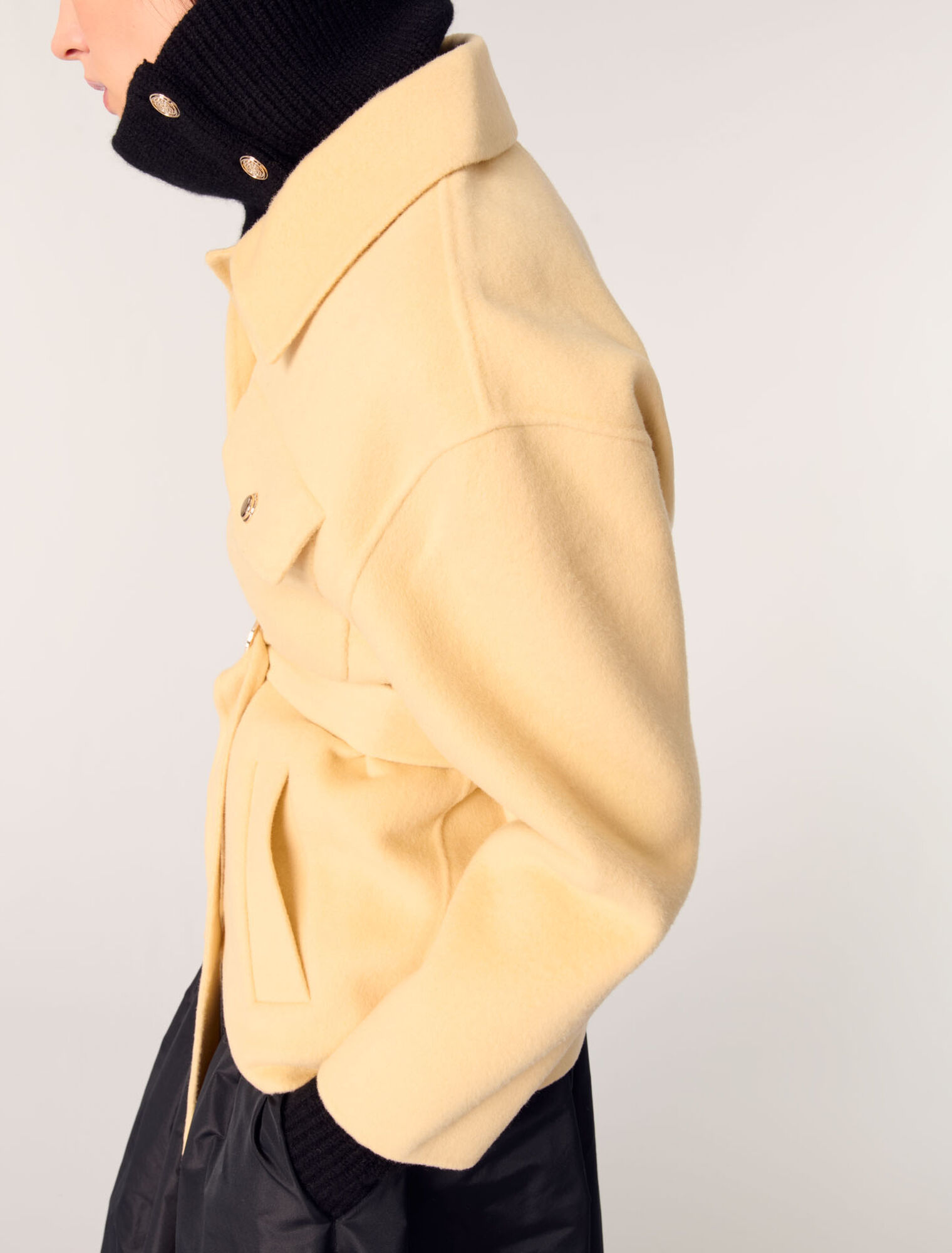 Cappotto corto double face cintura