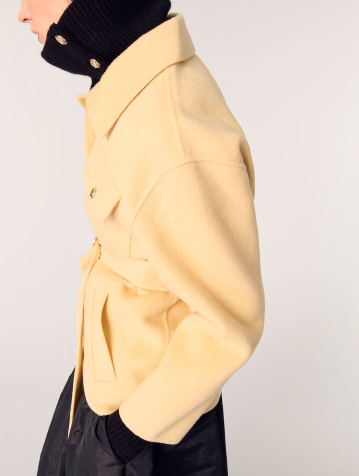 Cappotto corto double face cintura