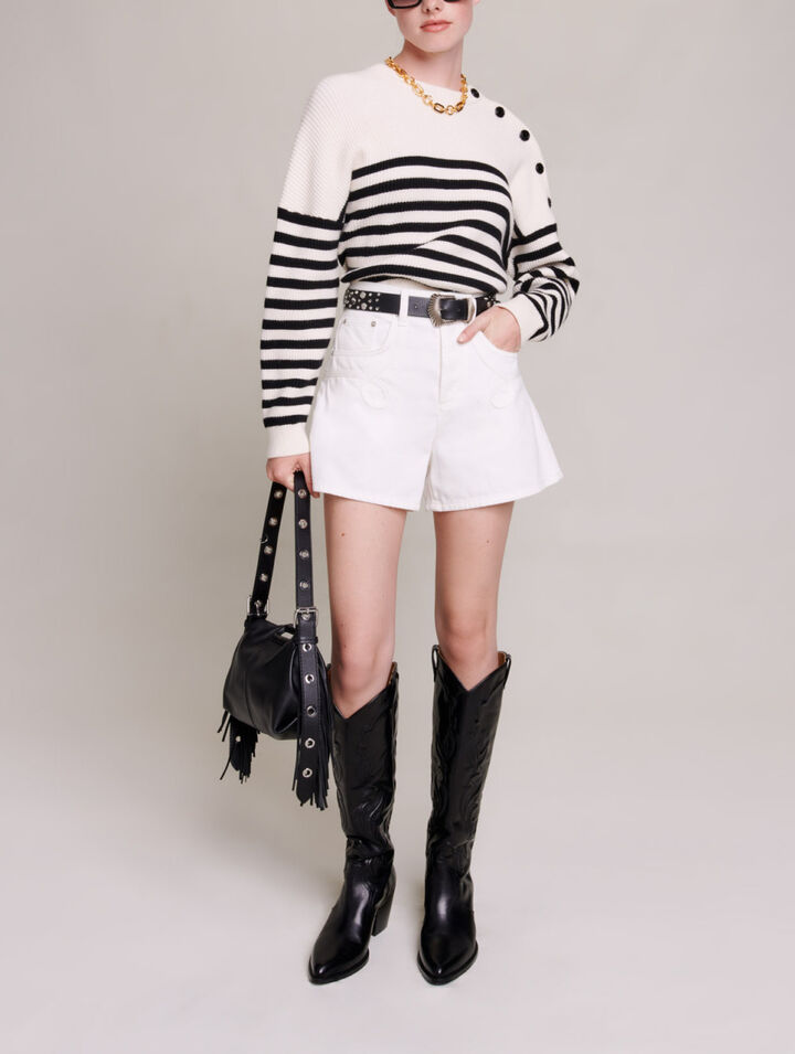 Shorts in jeans ricamato