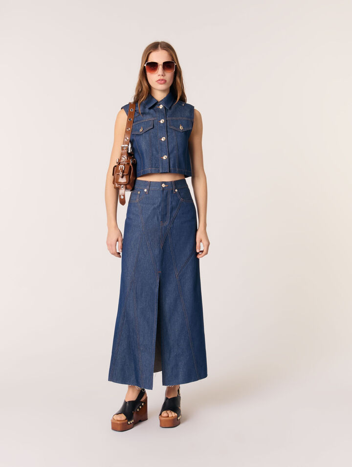 Panciotto corto in denim