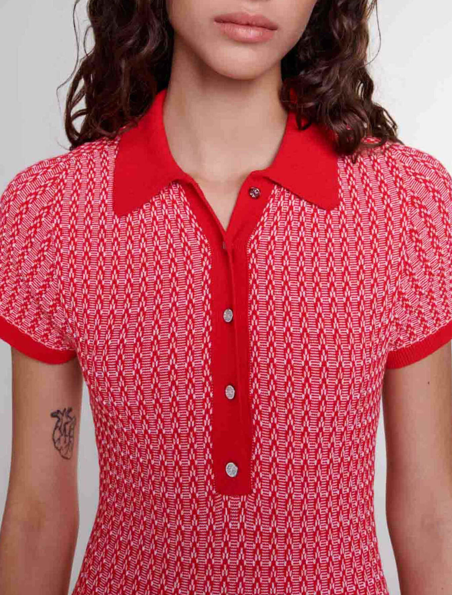 Abito lungo maglia a spina di pesce