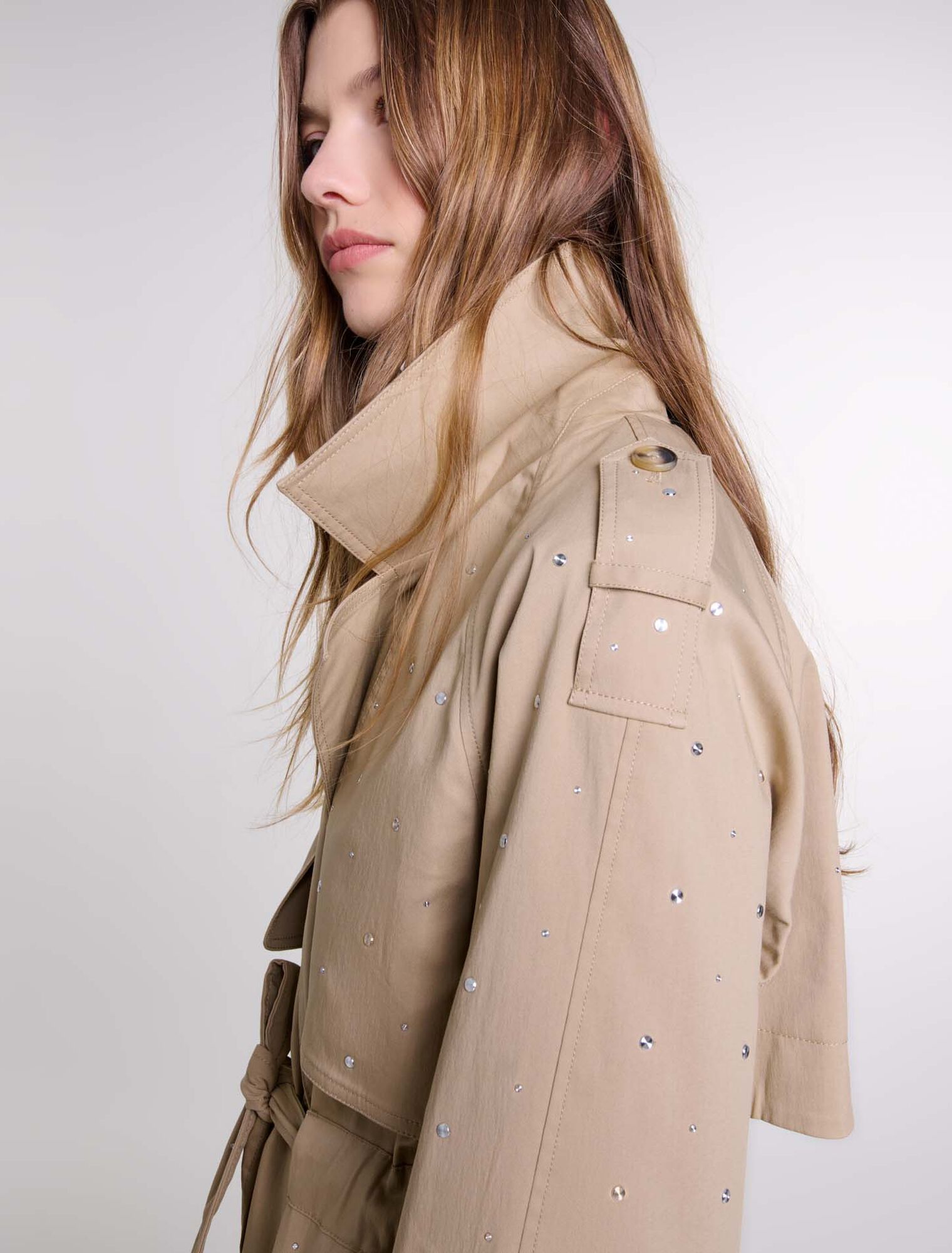 Trench borchiato vita elastica