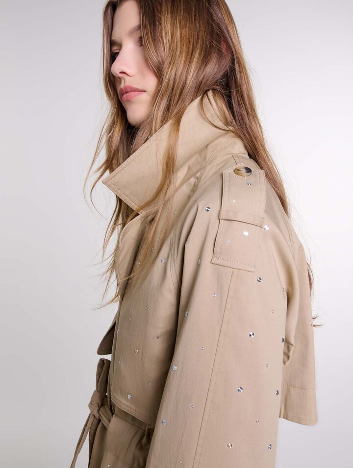 Trench borchiato vita elastica