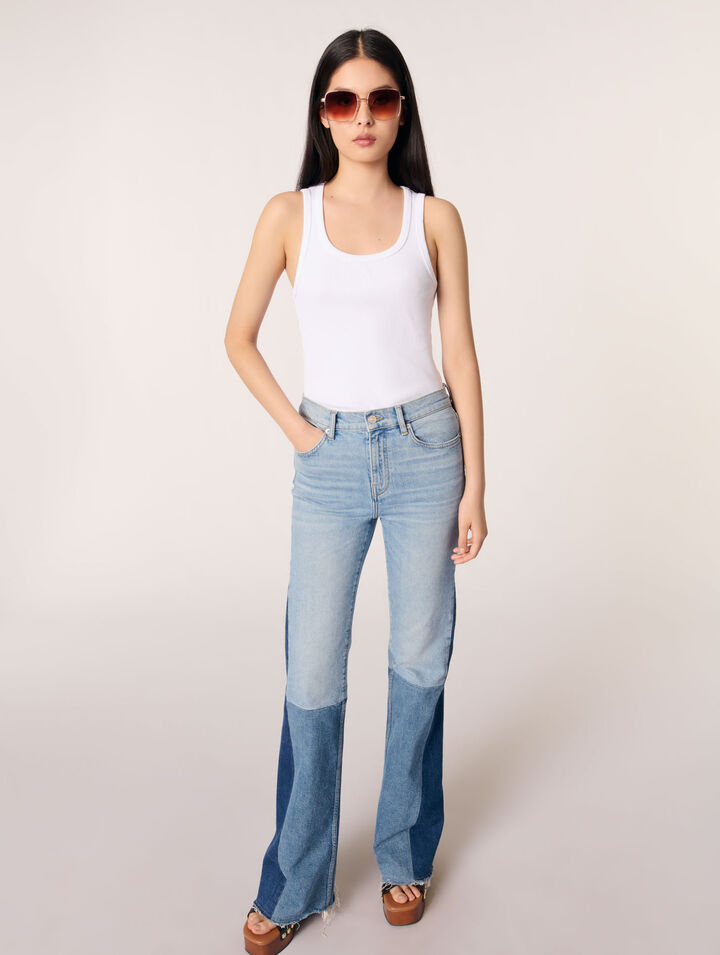 Jeans patchwork tricolore