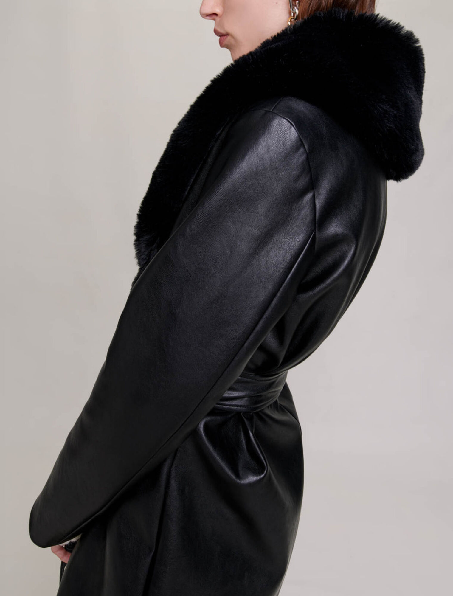 Cappotto lungo effetto pelle