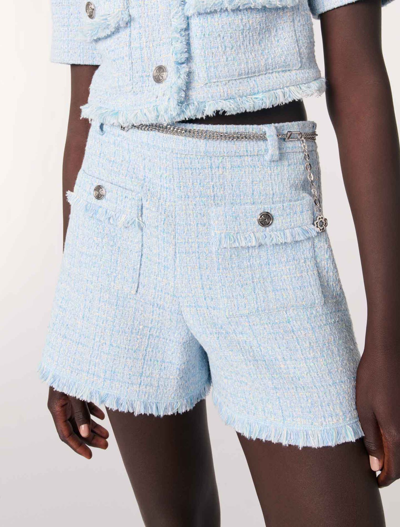 Shorts in tweed con cintura