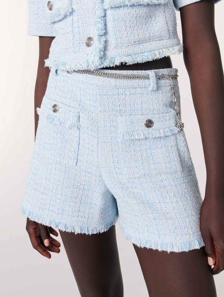 Shorts in tweed con cintura