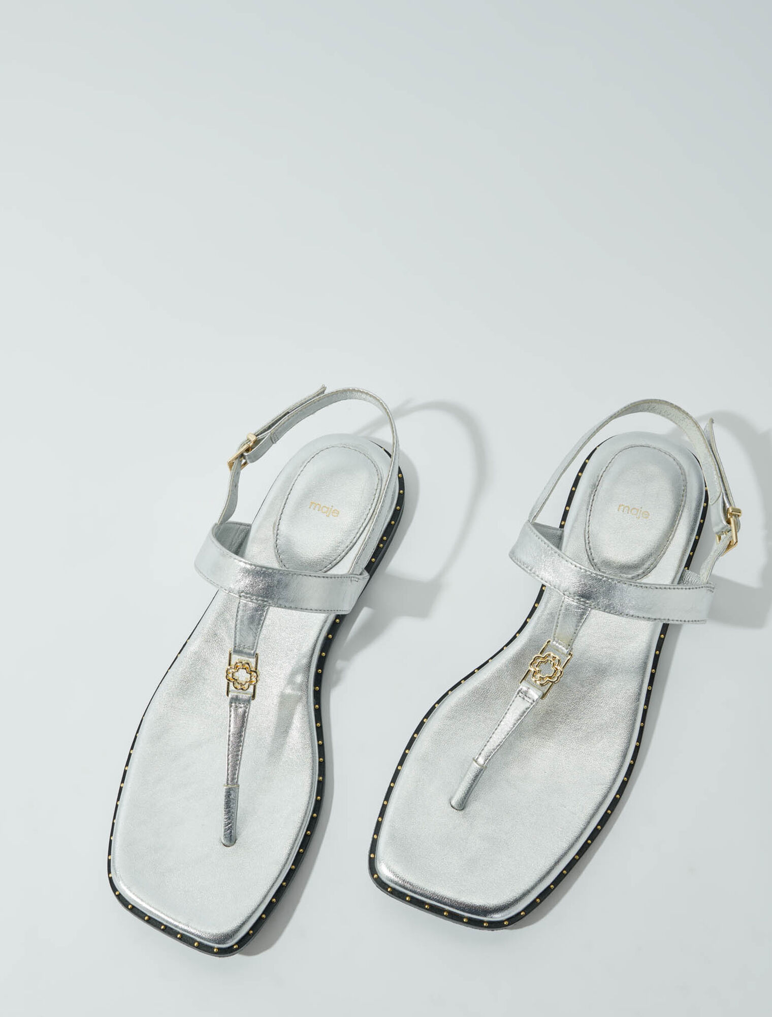 Sandali listini argentati in pelle