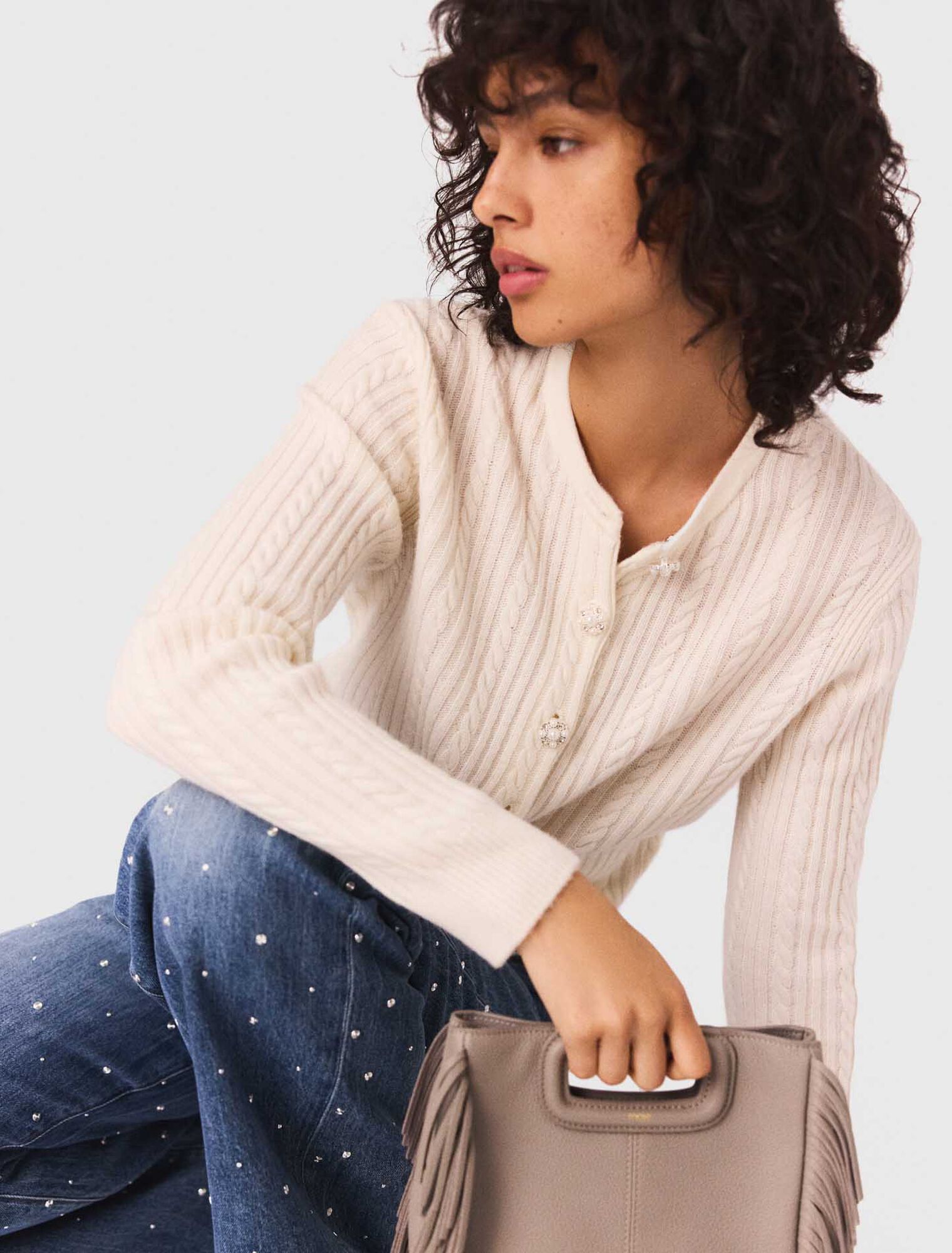 Cardigan con colletto rimovibile