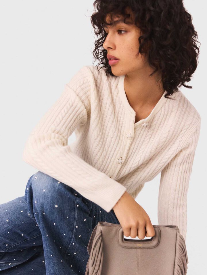 Cardigan con colletto rimovibile