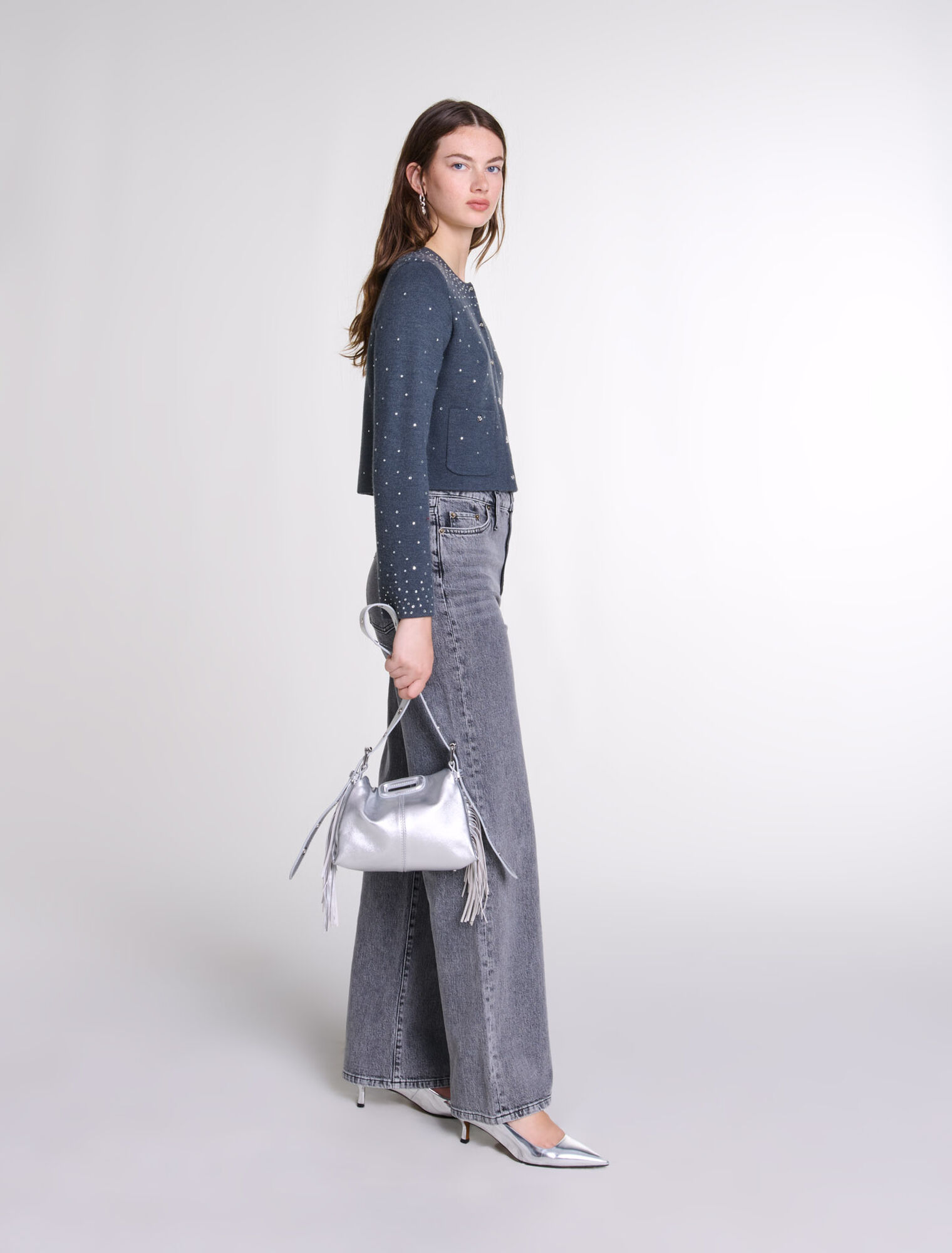 Pullover in maglia a strass