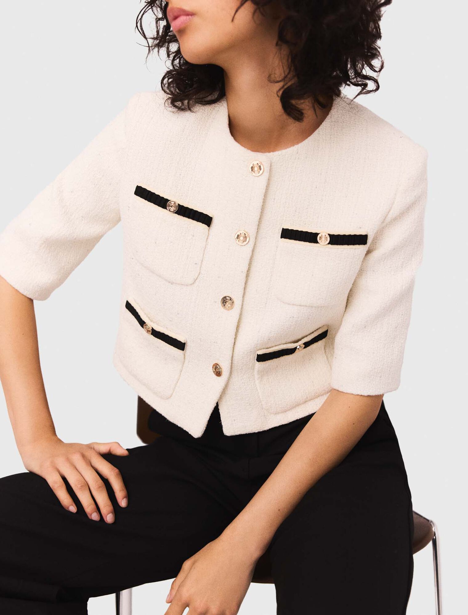 Giacca corta in tweed lurex