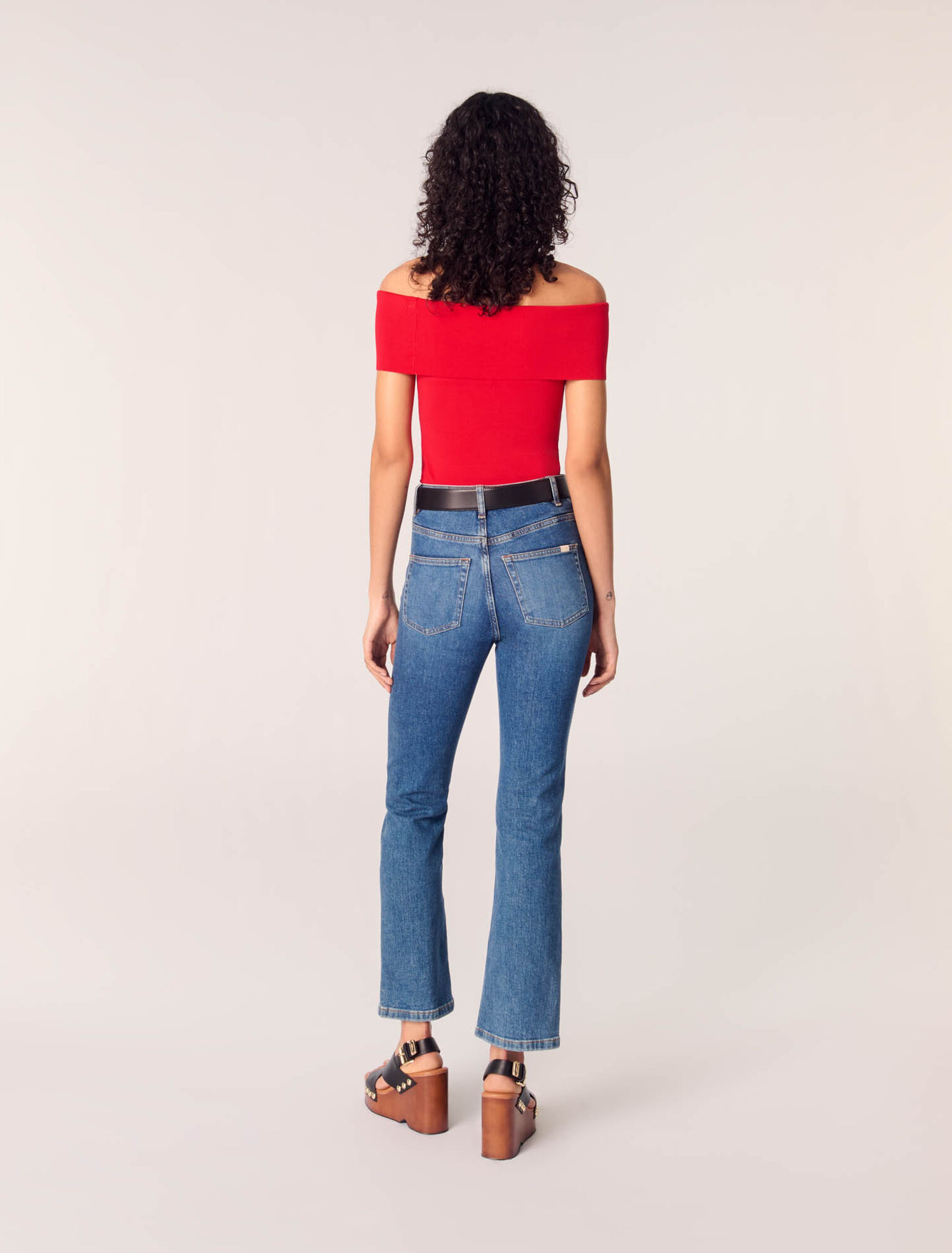 Top scollo bardot in maglia a coste
