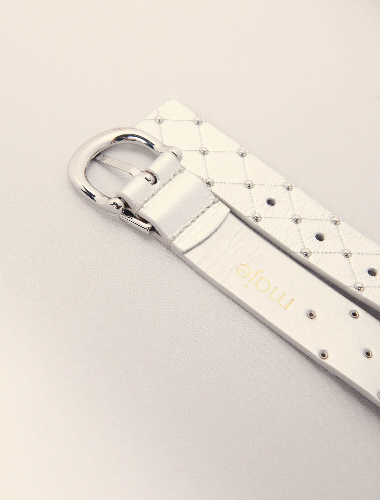 Cintura in pelle metal trapuntata