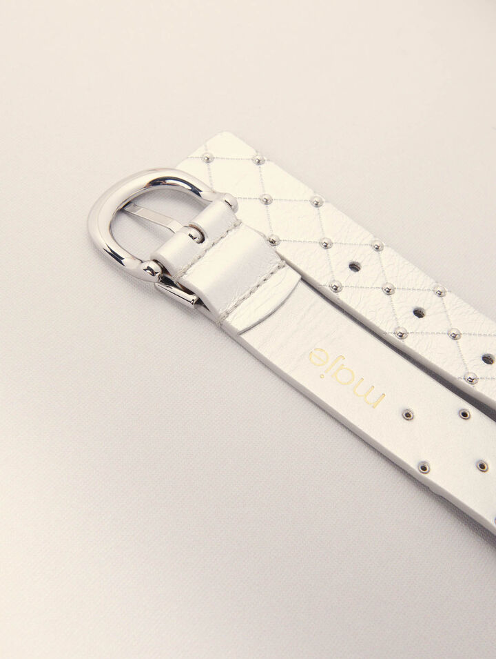 Cintura in pelle metal trapuntata